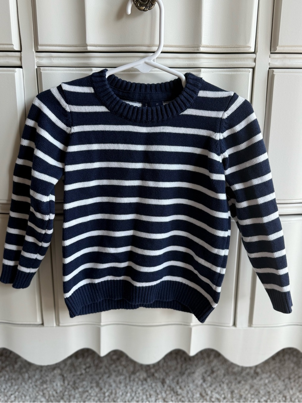 Janie & Jack Striped Navy and White Crewneck Sweater